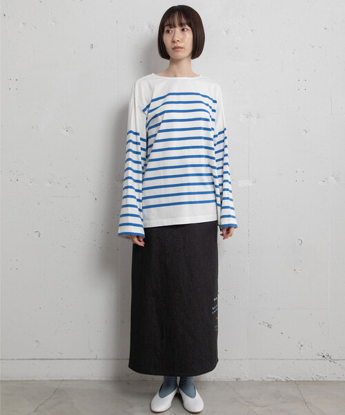 POU DOU DOU（プードゥドゥ）の「パネルボーダーバスクシャツ（Tシャツ/カットソー・レディース・ブルー/パープル/オレンジ・M）」の19枚目の写真