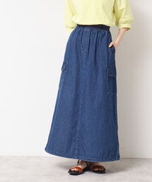 ◆【ウエストゴム・洗える】ドロストデニムスカート(S~L)