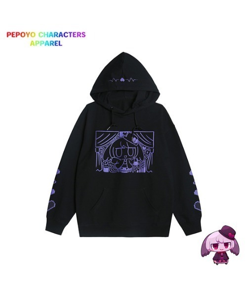 SPECIAL PRODUCT DESIGN(スペシャルプロダクトデザイン)の「〈ぺぽよ きゃらくた~ず〉しんで・やんで パーカー ブラック(パーカー・メンズ・ブルー/レッド・SMALL/MEDIUM/LARGE/X-LARGE)」の3枚目の写真