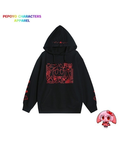 SPECIAL PRODUCT DESIGN(スペシャルプロダクトデザイン)の「〈ぺぽよ きゃらくた~ず〉しんで・やんで パーカー ブラック(パーカー・メンズ・ブルー/レッド・SMALL/MEDIUM/LARGE/X-LARGE)」の4枚目の写真