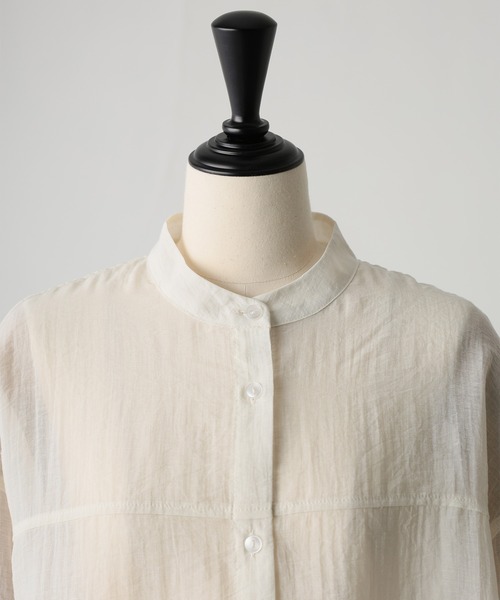 Floran（フローラン）の「シアーバンドカラーシャツ（シャツ/ブラウス・レディース・アイボリー/ブルー/ブラック・MEDIUM）」の10枚目の写真