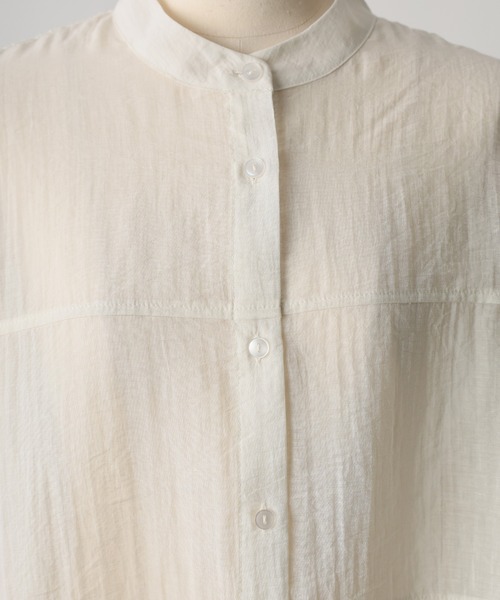 Floran（フローラン）の「シアーバンドカラーシャツ（シャツ/ブラウス・レディース・アイボリー/ブルー/ブラック・MEDIUM）」の11枚目の写真