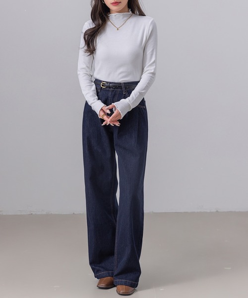 DAY CLOSET（デイ クローゼット）の「【柔らかな肌さわり】長袖 シアー ステッチ×メロウフリル ハイネック リブ トップス rレディース（シャツ/ブラウス・レディース・ブラック/ホワイト/レッド/グレー/ピンク・M/L）」の20枚目の写真