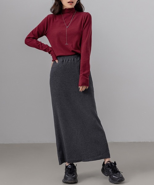 DAY CLOSET（デイ クローゼット）の「【柔らかな肌さわり】長袖 シアー ステッチ×メロウフリル ハイネック リブ トップス rレディース（シャツ/ブラウス・レディース・ブラック/ホワイト/レッド/グレー/ピンク・M/L）」の9枚目の写真