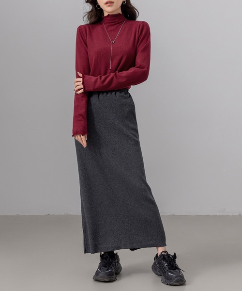 DAY CLOSET（デイ クローゼット）の「【柔らかな肌さわり】長袖 シアー ステッチ×メロウフリル ハイネック リブ トップス rレディース（シャツ/ブラウス・レディース・ブラック/ホワイト/レッド/グレー/ピンク・M/L）」の10枚目の写真