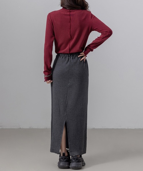 DAY CLOSET（デイ クローゼット）の「【柔らかな肌さわり】長袖 シアー ステッチ×メロウフリル ハイネック リブ トップス rレディース（シャツ/ブラウス・レディース・ブラック/ホワイト/レッド/グレー/ピンク・M/L）」の12枚目の写真