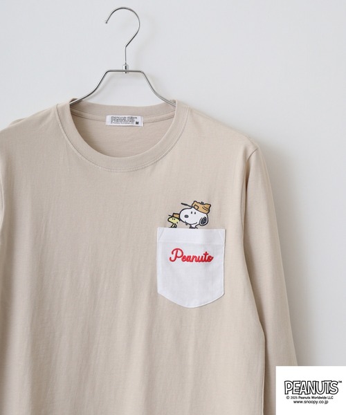 PEANUTS(ピーナッツ)の「PEANUTS 刺繍&プリント長袖Tシャツ(Tシャツ/カットソー・メンズ・ネイビー/サックスブルー/グレー系その他/ホワイト系/グレイッシュベージュ/ライトグリーン系/杢グレー/ブラック/ホワイト/パープル系その他/ライトパープル/オートミール/ネイビー系/アイボリー系/ネイビー系2/ホワイト系1/ピンクベージュ/ホワイト系2/ネイビー系3/ライトカーキ/ベージュ系/サックスブルー系/ネイビー系1/サーモンピンク/グレー系その他2/カーキ系・M/S/L/LL)」の11枚目の写真