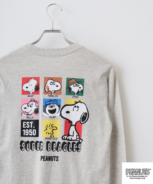 PEANUTS(ピーナッツ)の「PEANUTS 刺繍&プリント長袖Tシャツ(Tシャツ/カットソー・メンズ・ネイビー/サックスブルー/グレー系その他/ホワイト系/グレイッシュベージュ/ライトグリーン系/杢グレー/ブラック/ホワイト/パープル系その他/ライトパープル/オートミール/ネイビー系/アイボリー系/ネイビー系2/ホワイト系1/ピンクベージュ/ホワイト系2/ネイビー系3/ライトカーキ/ベージュ系/サックスブルー系/ネイビー系1/サーモンピンク/グレー系その他2/カーキ系・M/S/L/LL)」の12枚目の写真