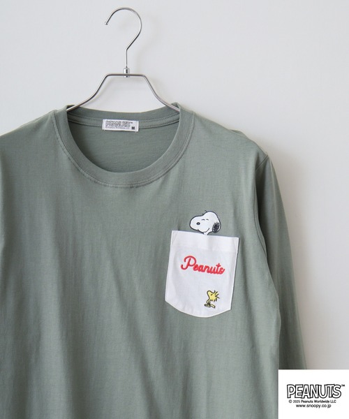 PEANUTS(ピーナッツ)の「PEANUTS 刺繍&プリント長袖Tシャツ(Tシャツ/カットソー・メンズ・ネイビー/サックスブルー/グレー系その他/ホワイト系/グレイッシュベージュ/ライトグリーン系/杢グレー/ブラック/ホワイト/パープル系その他/ライトパープル/オートミール/ネイビー系/アイボリー系/ネイビー系2/ホワイト系1/ピンクベージュ/ホワイト系2/ネイビー系3/ライトカーキ/ベージュ系/サックスブルー系/ネイビー系1/サーモンピンク/グレー系その他2/カーキ系・M/S/L/LL)」の13枚目の写真