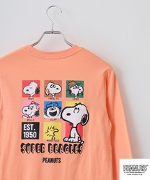 PEANUTS 刺繍&プリント長袖Tシャツ