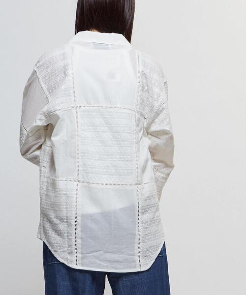 CONVERSE TOKYO(コンバーストウキョウ)の「LACE CAMBRIC PATCHWORK SHIRT(シャツ/ブラウス・レディース・ホワイト/サックスブルー/ブラック・SMALL/MEDIUM)」の8枚目の写真