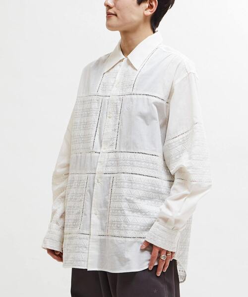 CONVERSE TOKYO(コンバーストウキョウ)の「LACE CAMBRIC PATCHWORK SHIRT(シャツ/ブラウス・レディース・ホワイト/サックスブルー/ブラック・SMALL/MEDIUM)」の11枚目の写真