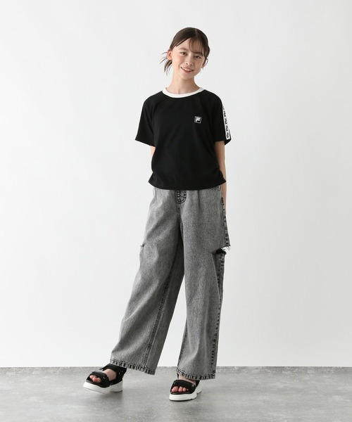 GLOBAL WORK（グローバルワーク）の「FILAコラボ/ドロスト半袖/310286（Tシャツ/カットソー・キッズ・ブラック/ホワイト・130cm/140cm/150cm/160cm）」の6枚目の写真