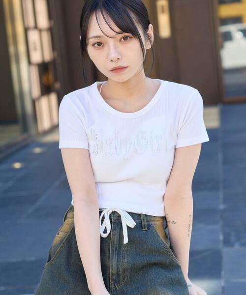 WEGO（ウィゴー）の「WEGO/【25年春夏新作】ラインストーンチビリブT（Tシャツ/カットソー・レディース・ブラック/ホワイト・FREE）」の20枚目の写真