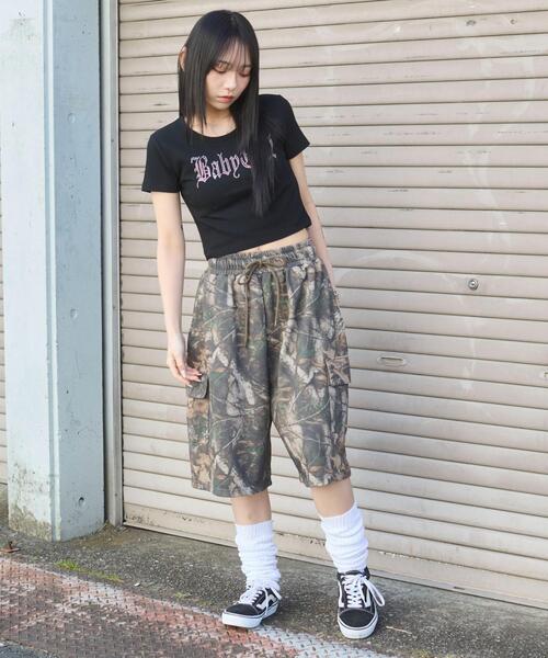 WEGO（ウィゴー）の「WEGO/【25年春夏新作】ラインストーンチビリブT（Tシャツ/カットソー・レディース・ブラック/ホワイト・FREE）」の4枚目の写真