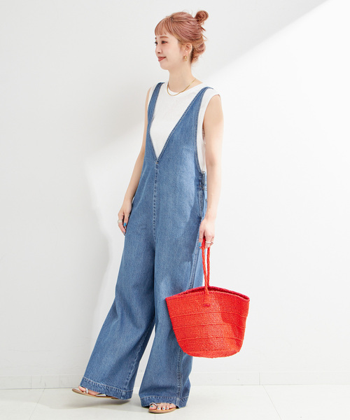 B.C STOCK（ベーセーストック）の「DU JOUR/デュ ジュール V NECK JEAN SALOPETTE（サロペット/オーバーオール・レディース・スカイブルー/グレー・FREE）」の11枚目の写真