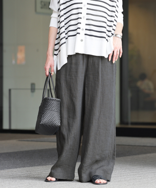 JOURNAL STANDARD relume（ジャーナルスタンダード　レリューム）の「《追加》手洗い可 / No.14フレンチリネンワイドイージー（その他パンツ・レディース・チャコールグレー/ライトグレー・36/38）」の6枚目の写真