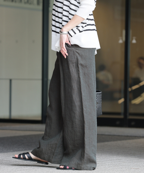 JOURNAL STANDARD relume（ジャーナルスタンダード　レリューム）の「《追加》手洗い可 / No.14フレンチリネンワイドイージー（その他パンツ・レディース・チャコールグレー/ライトグレー・36/38）」の7枚目の写真