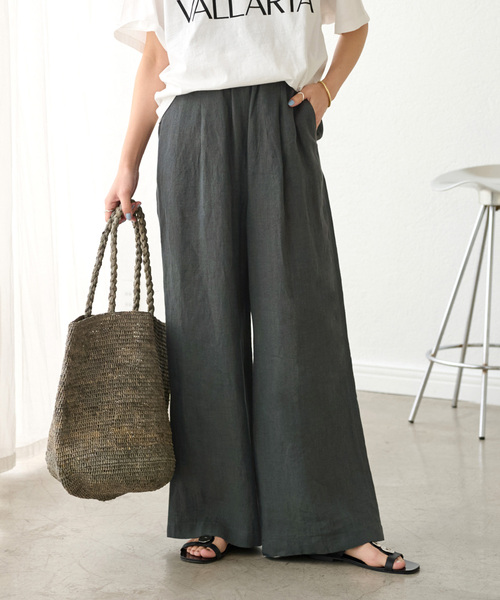 JOURNAL STANDARD relume（ジャーナルスタンダード　レリューム）の「《追加》手洗い可 / No.14フレンチリネンワイドイージー（その他パンツ・レディース・チャコールグレー/ライトグレー・36/38）」の13枚目の写真
