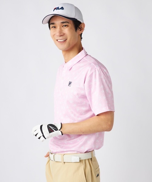 FILA GOLF ジャガードハーフジップ半袖シャツ　fg7 大きいサイズ メンズ FILA GOLF-ジャガードハーフジップ半袖