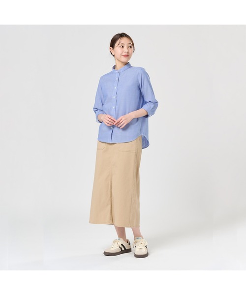 TOKYO SHIRTS(トウキョウシャツ)の「【Pitta Re:)】ふわっとガーゼシャツ 七分袖 綿100% レディースカジュアルシャツ(シャツ/ブラウス・レディース・ブルー・LL/S/L/M)」の6枚目の写真