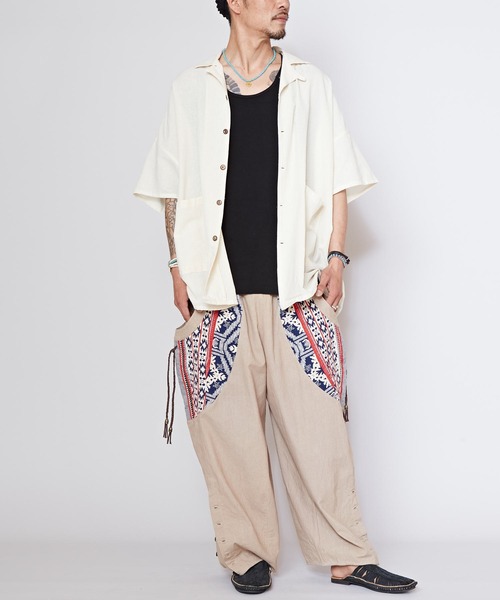 チャイハネ(チャイハネ)の「【チャイハネ】スプーネMEN'S開襟シャツ(シャツ/ブラウス・メンズ・ブルー/ブラック/ホワイト/キャメル・FREE)」の5枚目の写真