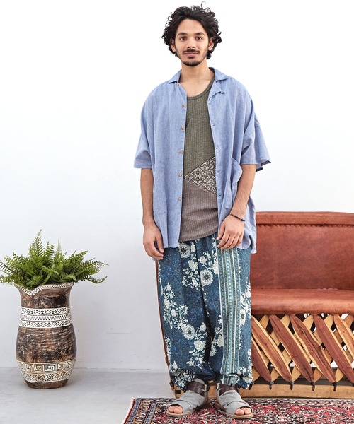 チャイハネ(チャイハネ)の「【チャイハネ】スプーネMEN'S開襟シャツ(シャツ/ブラウス・メンズ・ブルー/ブラック/ホワイト/キャメル・FREE)」の9枚目の写真