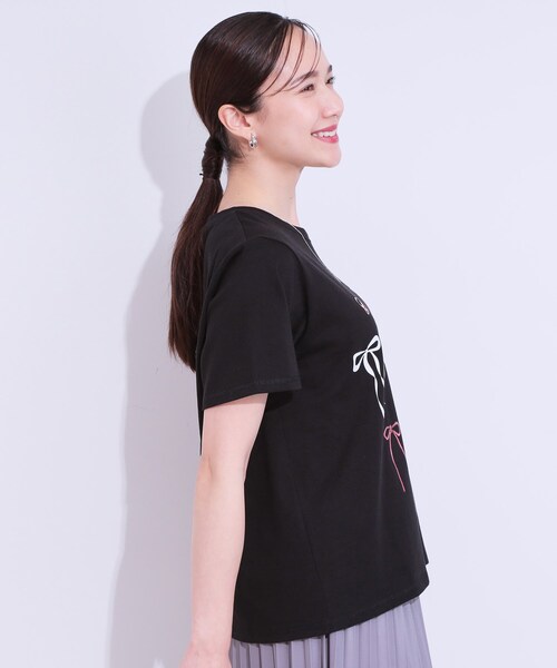 Cutie Blonde（キューティーブロンド）の「【洗える/S-LL】選べる4柄 プリントアソート ベーシックTシャツ（Tシャツ/カットソー・レディース・チャコール/ブラック系3/ホワイト系4/ピンク系7/ホワイト系1/ブラック系1・01/02/03/04）」の22枚目の写真