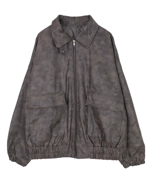 miette（ミエット）の「ムラ染めフェイクレザーブルゾン（ブルゾン・レディース・ブラック/ブラウン・FREE）」の8枚目の写真