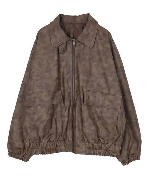 miette（ミエット）の「ムラ染めフェイクレザーブルゾン（ブルゾン・レディース・ブラック/ブラウン・FREE）」の9枚目の写真