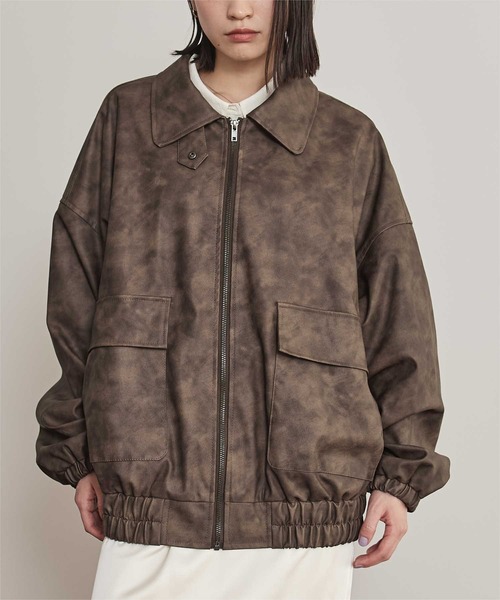 miette（ミエット）の「ムラ染めフェイクレザーブルゾン（ブルゾン・レディース・ブラック/ブラウン・FREE）」の19枚目の写真