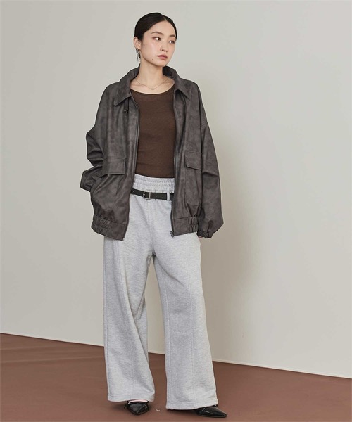 miette（ミエット）の「ムラ染めフェイクレザーブルゾン（ブルゾン・レディース・ブラック/ブラウン・FREE）」の11枚目の写真