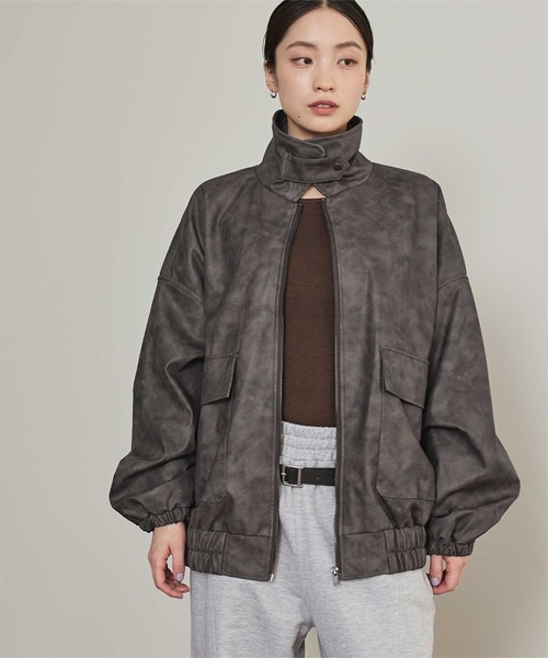 miette（ミエット）の「ムラ染めフェイクレザーブルゾン（ブルゾン・レディース・ブラック/ブラウン・FREE）」の12枚目の写真
