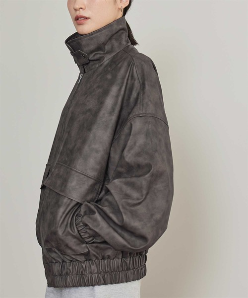 miette（ミエット）の「ムラ染めフェイクレザーブルゾン（ブルゾン・レディース・ブラック/ブラウン・FREE）」の13枚目の写真