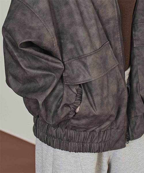 miette（ミエット）の「ムラ染めフェイクレザーブルゾン（ブルゾン・レディース・ブラック/ブラウン・FREE）」の15枚目の写真