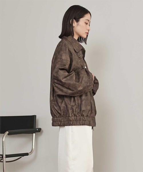 miette（ミエット）の「ムラ染めフェイクレザーブルゾン（ブルゾン・レディース・ブラック/ブラウン・FREE）」の6枚目の写真