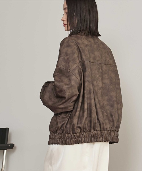 miette（ミエット）の「ムラ染めフェイクレザーブルゾン（ブルゾン・レディース・ブラック/ブラウン・FREE）」の7枚目の写真