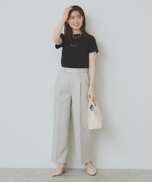 index(インデックス)の「◆ワンポイントロゴ刺繍Tシャツ【UV/接触冷感/洗濯機洗い可】(Tシャツ/カットソー・レディース・ブラック/オフホワイト/チャコールグレー/ピンク・36/38/40/42)」の15枚目の写真