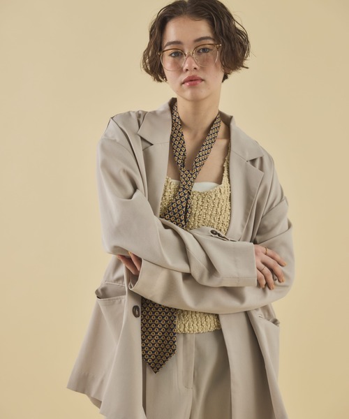 MIRROR STOKE(ミラーストーク)の「【ZOZO限定】OVER TAILORED JACKET(テーラードジャケット・レディース・ブラウン/アイボリー・MEDIUM)」の12枚目の写真