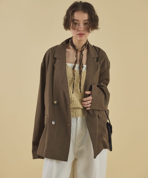 MIRROR STOKE(ミラーストーク)の「【ZOZO限定】OVER TAILORED JACKET(テーラードジャケット・レディース・ブラウン/アイボリー・MEDIUM)」の10枚目の写真