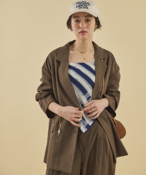 MIRROR STOKE(ミラーストーク)の「【ZOZO限定】OVER TAILORED JACKET(テーラードジャケット・レディース・ブラウン/アイボリー・MEDIUM)」の4枚目の写真
