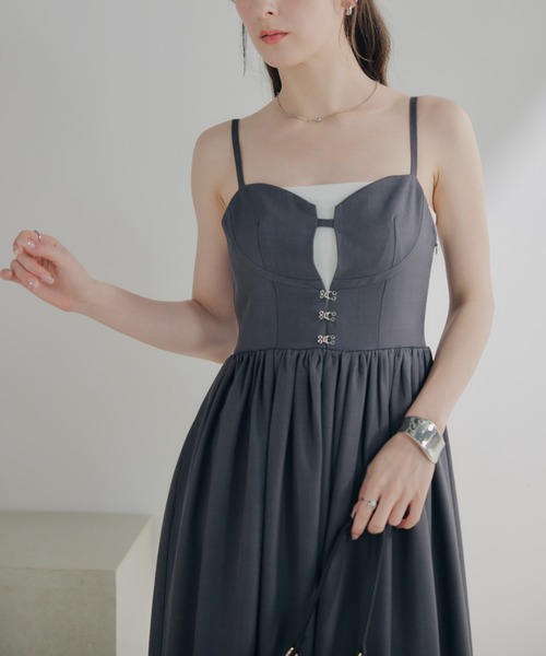 ECREL（エクレール）の「フロントホックビスチェキャミワンピース（ワンピース・レディース・グレー/ライトピンク・FREE）」の20枚目の写真