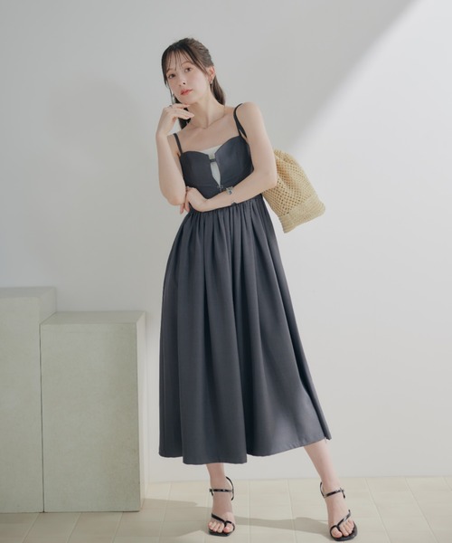 ECREL（エクレール）の「フロントホックビスチェキャミワンピース（ワンピース・レディース・グレー/ライトピンク・FREE）」の21枚目の写真