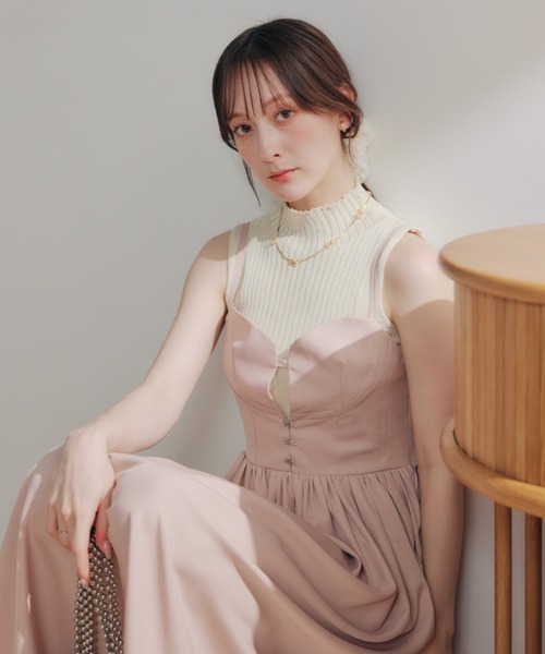 ECREL（エクレール）の「フロントホックビスチェキャミワンピース（ワンピース・レディース・グレー/ライトピンク・FREE）」の7枚目の写真