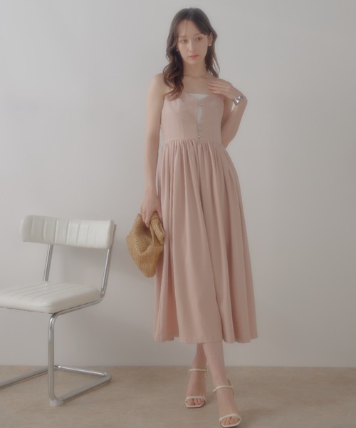 ECREL（エクレール）の「フロントホックビスチェキャミワンピース（ワンピース・レディース・グレー/ライトピンク・FREE）」の6枚目の写真