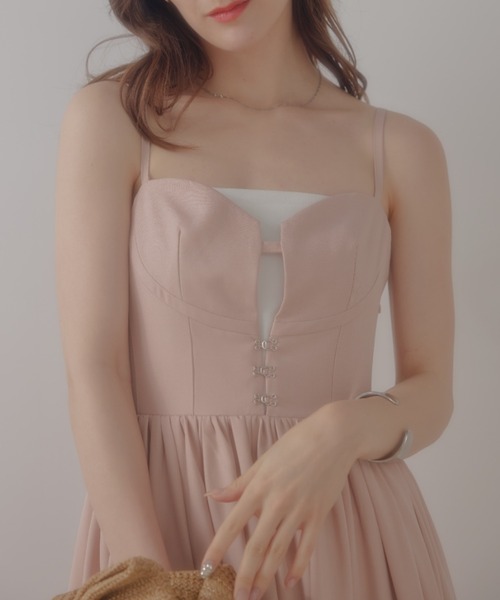 ECREL（エクレール）の「フロントホックビスチェキャミワンピース（ワンピース・レディース・グレー/ライトピンク・FREE）」の5枚目の写真