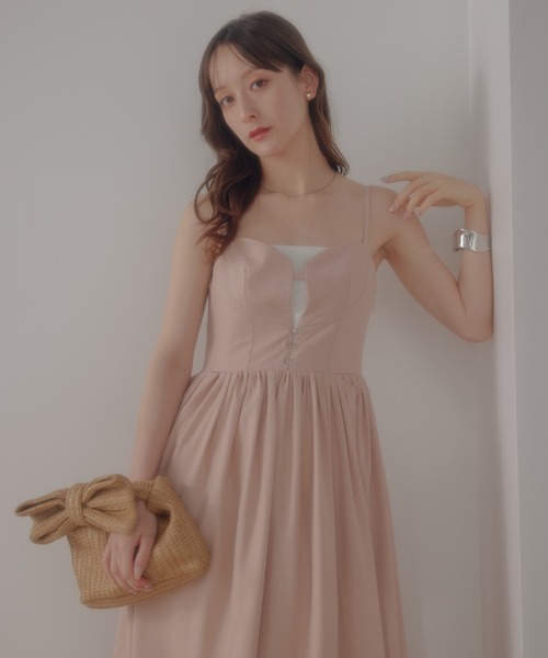 ECREL（エクレール）の「フロントホックビスチェキャミワンピース（ワンピース・レディース・グレー/ライトピンク・FREE）」の18枚目の写真
