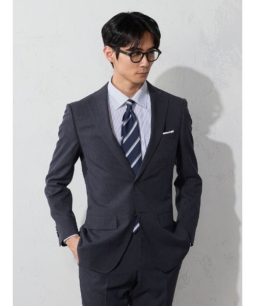 【Perfect Suit FActory】 グレー チェック ビジネススーツ Perfect Suit FActory スラックス TWセットアップ パンツ グレン