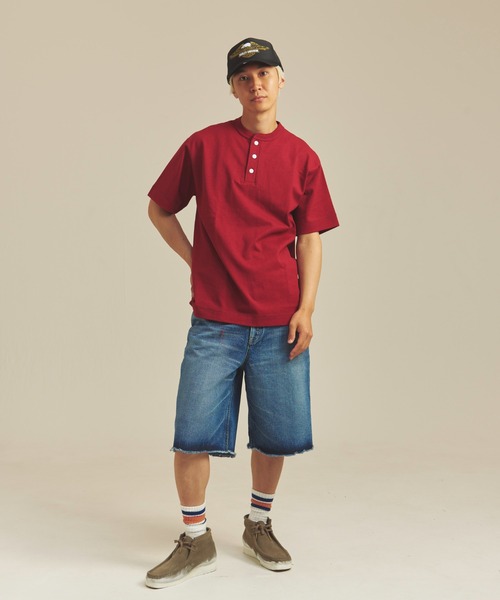 Healthknit(ヘルスニット)の「Healthknit MAX WEIGHT JERSEY HENLEY NECK S/S TEE(Tシャツ/カットソー・メンズ・マルーン/マスタード/ターコイズブルー系/ネイビー/ブラック/ホワイト・M/L/XL)」の18枚目の写真