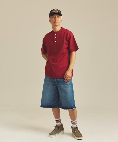 Healthknit(ヘルスニット)の「Healthknit MAX WEIGHT JERSEY HENLEY NECK S/S TEE(Tシャツ/カットソー・メンズ・マルーン/マスタード/ターコイズブルー系/ネイビー/ブラック/ホワイト・M/L/XL)」の19枚目の写真